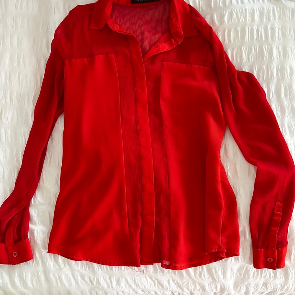 Red button down shirt with cami